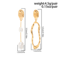 Thumbnail for Asymmetrical Pearl Hoop Dangle Earrings - Long Gold Silver Jewelry