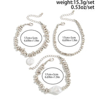 Thumbnail for Silver Tone Pearl Bracelet Set Irregular Square Beaded Charm