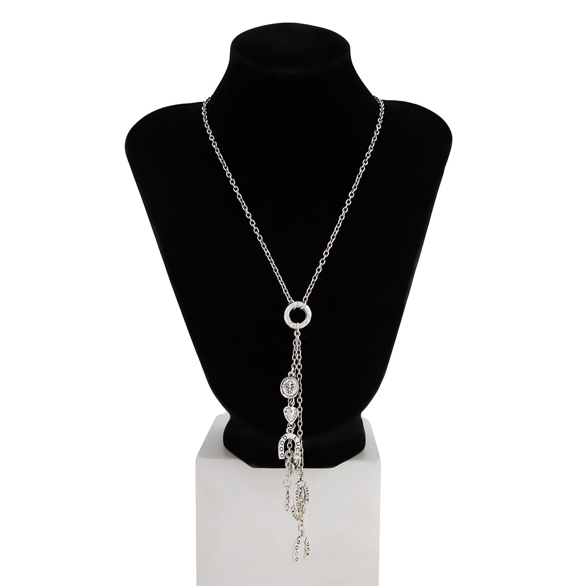 Lucky Horseshoe Heart Y Necklace - Boho Western Layered Pendant Jewelry