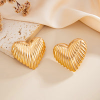 Thumbnail for Chunky Heart Stud Earrings - Gold Silver Statement Jewelry for Women