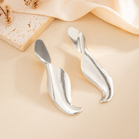 Thumbnail for Geometric Abstract Curved Ribbon Statement Earrings - Bold Sculptural