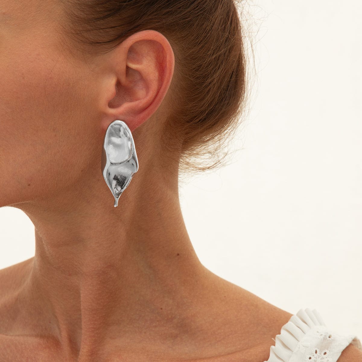 Abstract Gold Silver Plated Glossy Waterdrop Stud Earrings - ArtGalleryZen