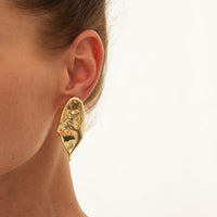 Thumbnail for Abstract Gold Silver Plated Glossy Waterdrop Stud Earrings - ArtGalleryZen