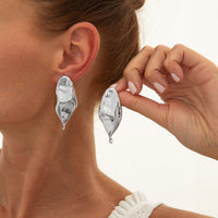 Thumbnail for Abstract Gold Silver Plated Glossy Waterdrop Stud Earrings - ArtGalleryZen