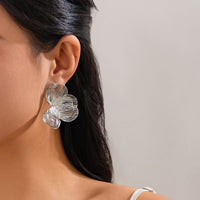 Thumbnail for Abstract Gold Silver Tone Hollow Ginkgo Leaf Earrings - ArtGalleryZen