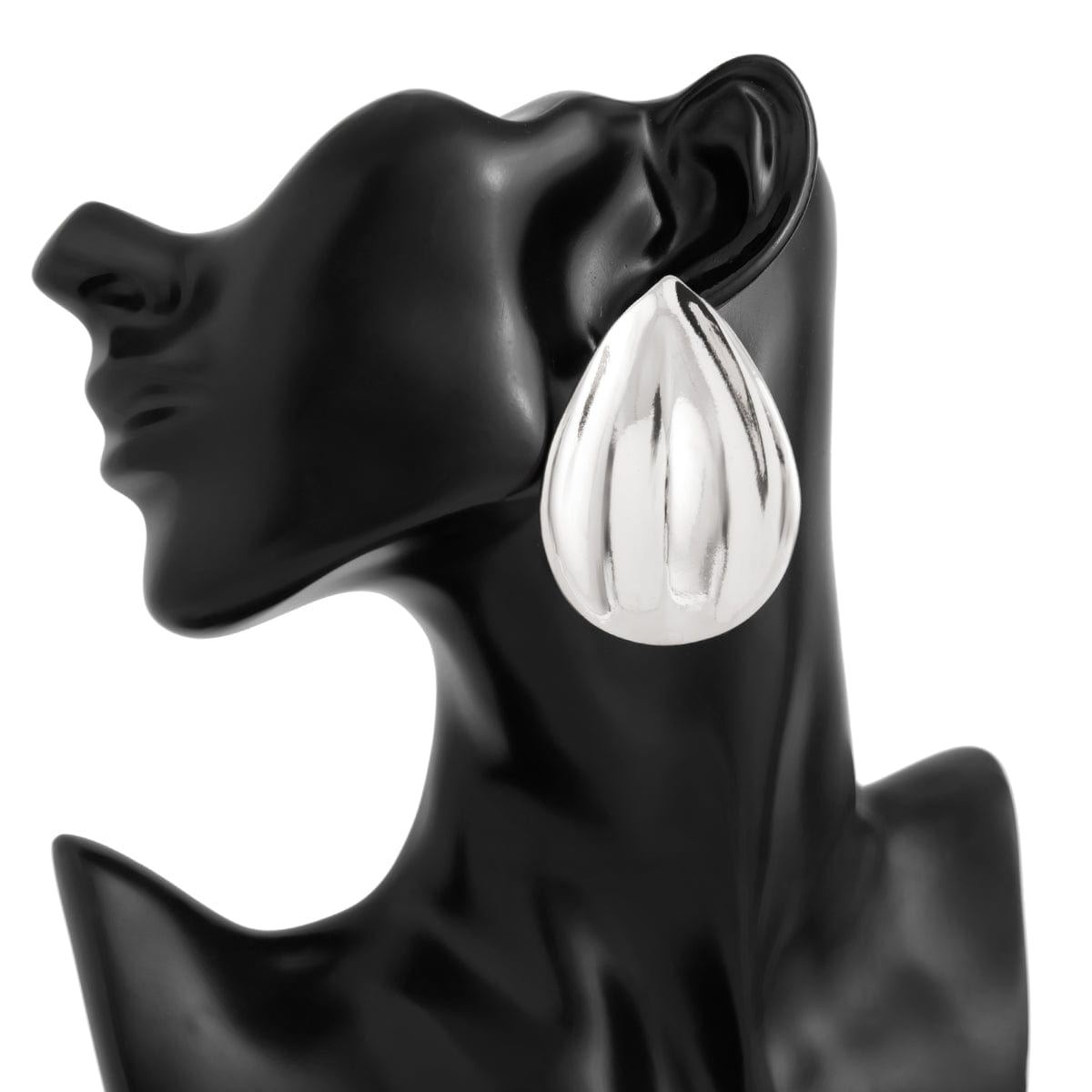 Abstract Gold Silver Tone Textured Waterdrop Earrings - ArtGalleryZen
