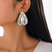 Thumbnail for Abstract Gold Silver Tone Textured Waterdrop Earrings - ArtGalleryZen