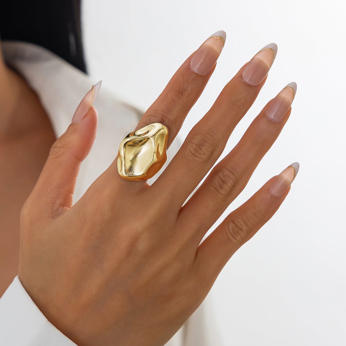Abstract Irregular Liquid Waterdrop Open Ring - ArtGalleryZen