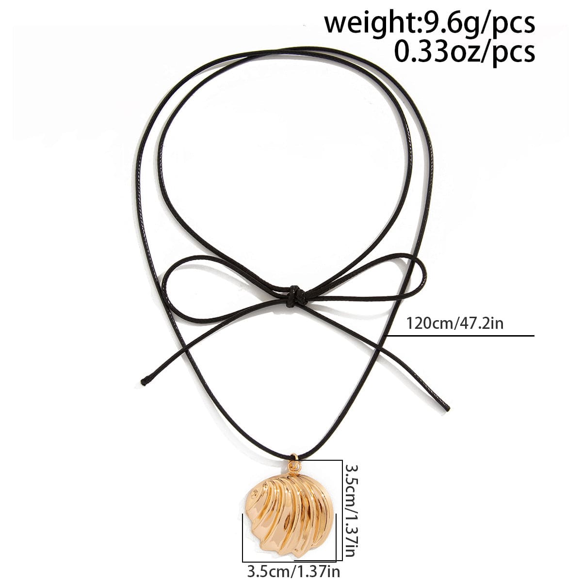 Abstract Metallic Shell Pendant Wax Cord String Necklace - ArtGalleryZen