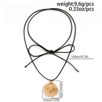 Thumbnail for Abstract Metallic Shell Pendant Wax Cord String Necklace - ArtGalleryZen