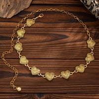 Thumbnail for Antique Gold Silver Tone Carved Heart Waist Chain - ArtGalleryZen