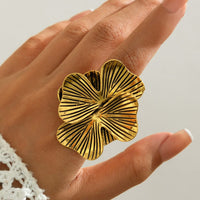 Thumbnail for Antique Gold Silver Tone Chunky Textured Flower Ring - ArtGalleryZen