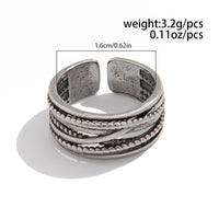 Thumbnail for Antique Silver Layered Pattern Open Ring - ArtGalleryZen