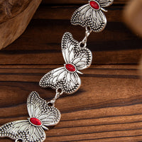 Thumbnail for Antique Silver Plated Red Turquoise Inlaid Butterfly Waist Chain - ArtGalleryZen