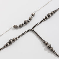 Thumbnail for Antique Silver Tone Layered Beaded Chain Y Necklace Set - ArtGalleryZen