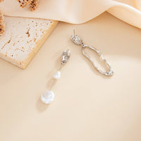 Thumbnail for Asymmetrical Pearl Irregular Hoop Dangle Earrings - ArtGalleryZen