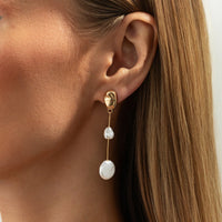 Thumbnail for Asymmetrical Pearl Irregular Hoop Dangle Earrings - ArtGalleryZen