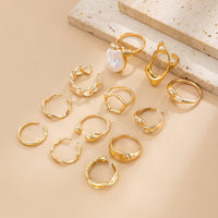 Thumbnail for Baroque 12pcs Irregular Pearl Hoop Curved Ring Set - ArtGalleryZen
