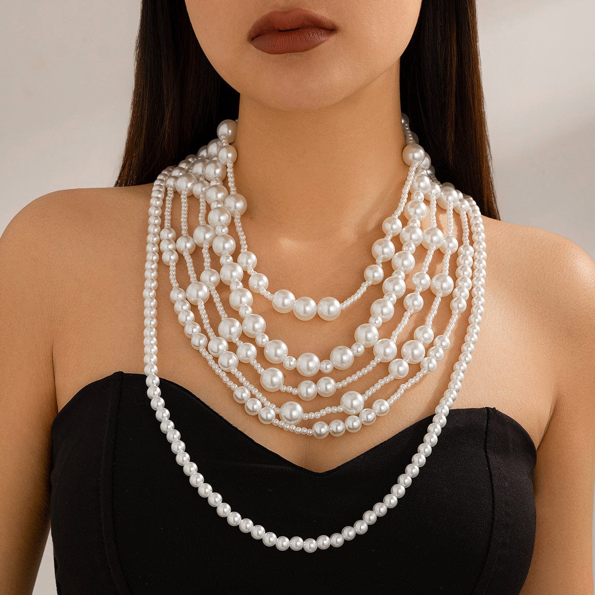 Baroque 2Pcs Chunky Pearl Chain Necklace Set - ArtGalleryZen