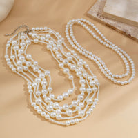 Thumbnail for Baroque 2Pcs Chunky Pearl Chain Necklace Set - ArtGalleryZen