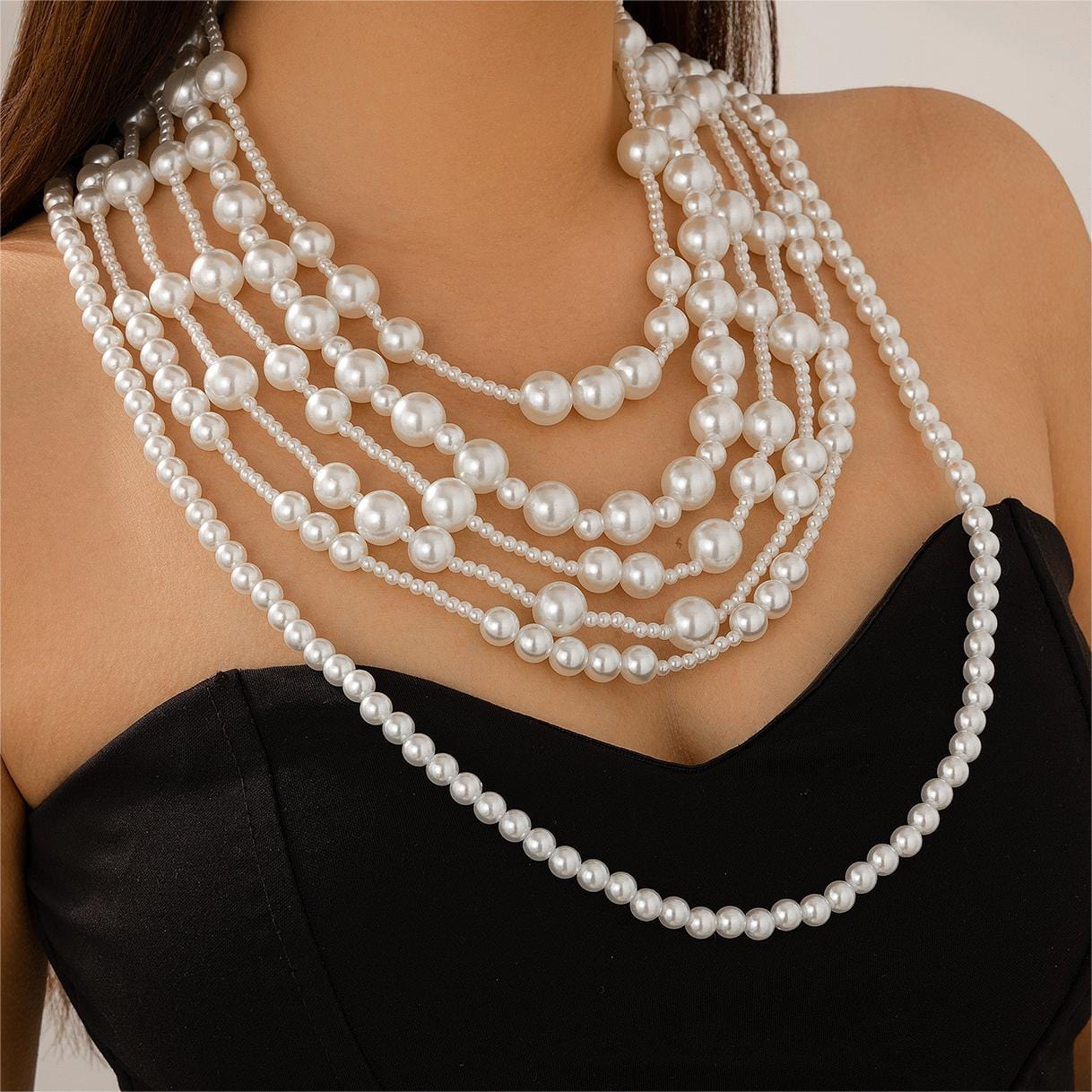 Baroque 2Pcs Chunky Pearl Chain Necklace Set - ArtGalleryZen