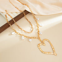Thumbnail for Baroque 2pcs Irregular Pearl Chunky Heart Pendant Cable Chain Necklace Set - ArtGalleryZen