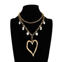Thumbnail for Baroque 2pcs Irregular Pearl Chunky Heart Pendant Cable Chain Necklace Set - ArtGalleryZen