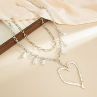 Thumbnail for Baroque 2pcs Irregular Pearl Chunky Heart Pendant Cable Chain Necklace Set - ArtGalleryZen