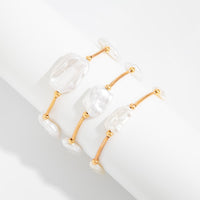 Thumbnail for Baroque 3pcs Irregular Pearl Stackable Bracelet Set - ArtGalleryZen