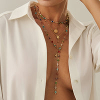 Thumbnail for Baroque 4pcs Cross Round Disk Pendant Crystal Chain Y Necklace Set - ArtGalleryZen