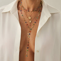 Thumbnail for Baroque 4pcs Cross Round Disk Pendant Crystal Chain Y Necklace Set - ArtGalleryZen
