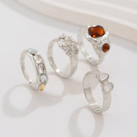 Thumbnail for Baroque 4Pcs Crystal Rhinestone Inlaid Carved Pattern Ring Set - ArtGalleryZen
