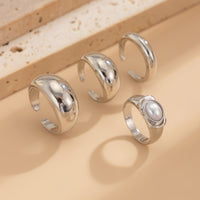 Thumbnail for Baroque 4pcs Gold Silver Tone Pearl Inlaid Ring Set - ArtGalleryZen