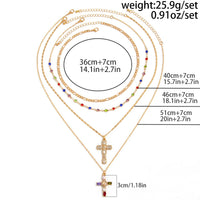 Thumbnail for Baroque 4pcs Rhinestone Inlaid Cross Pendant Crystal Chain Necklace Set - ArtGalleryZen