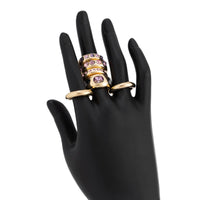Thumbnail for Baroque 6pcs Pink Rhinestone Inlaid Open Ring Set - ArtGalleryZen