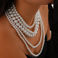 Thumbnail for Baroque Chunky Layered Pearl Chain Necklace - ArtGalleryZen