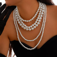 Thumbnail for Baroque Chunky Layered Pearl Chain Necklace - ArtGalleryZen