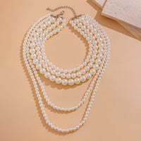 Thumbnail for Baroque Chunky Layered Pearl Chain Necklace - ArtGalleryZen