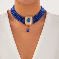 Thumbnail for Baroque Chunky Rhinestone Inlaid Crystal Charm Beaded Chain Necklace - ArtGalleryZen