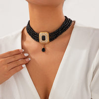 Thumbnail for Baroque Chunky Rhinestone Inlaid Crystal Charm Beaded Chain Necklace - ArtGalleryZen