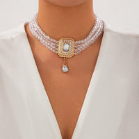 Thumbnail for Baroque Chunky Rhinestone Inlaid Crystal Charm Beaded Chain Necklace - ArtGalleryZen