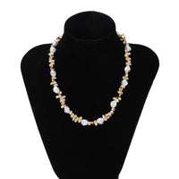 Thumbnail for Baroque Gold Silver Tone Irregular Pearl Beaded Necklace - ArtGalleryZen