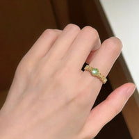 Thumbnail for Baroque Green Crystal Inlaid Open Ring - ArtGalleryZen