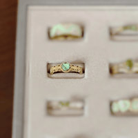 Thumbnail for Baroque Green Crystal Inlaid Open Ring - ArtGalleryZen