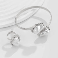 Thumbnail for Baroque Irregular Pearl Inlaid Open Ring Bangle Bracelet Set - ArtGalleryZen