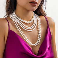 Thumbnail for Baroque Layered Chunky Pearl Chain Choker Necklace Set - ArtGalleryZen