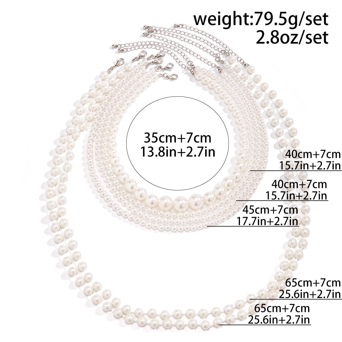 Baroque Layered Chunky Pearl Chain Choker Necklace Set - ArtGalleryZen