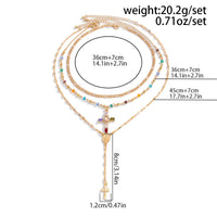 Thumbnail for Baroque Layered Gold Silver Tone Cross Pendant Crystal Chain Y Necklace Set - ArtGalleryZen