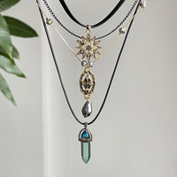Thumbnail for Baroque Layered Healing Crystal Waterdrop Pendant Wax Cord Necklace Set - ArtGalleryZen