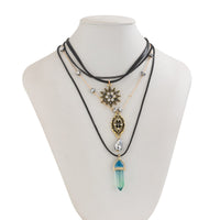 Thumbnail for Baroque Layered Healing Crystal Waterdrop Pendant Wax Cord Necklace Set - ArtGalleryZen